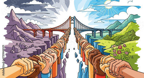 Bridging Divides - Hands United for Connection and Understanding.