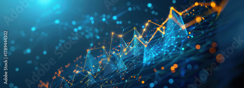 Digital Growth Visualization: An abstract representation of technological advancements and expanding growth, the image is dominated by the glowing digital lines symbolizing increasing trends.