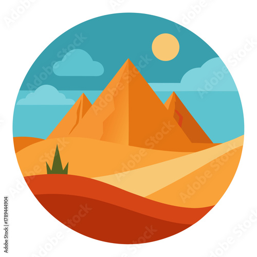 Cartoon Mountain and Desert Landscape in Aswan Egypt 