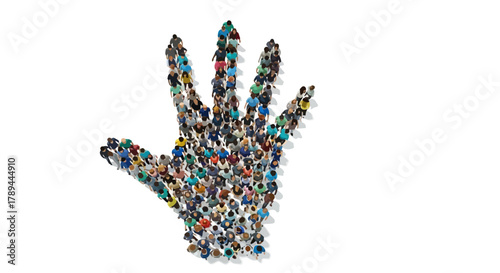 Human Hand Shape Formed by Crowd of People.