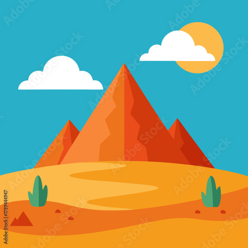 Cartoon Mountain and Desert Landscape in Aswan Egypt 