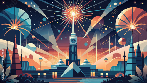 fireworks over the city