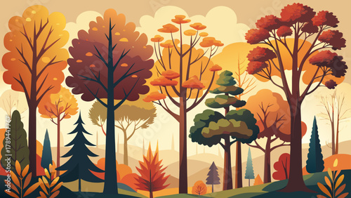 autumn landscape with autumn trees