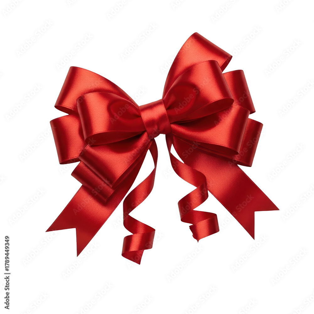 Fototapeta premium Red Ribbon Bow Decoration for Christmas and Gifts