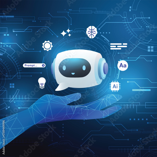 Next-Gen Agentic AI Chatbot with Hologram Hand and Digital Network