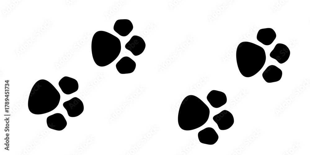 Fototapeta premium Cat paw set icon. Paw prints icon. Flat style. Vector icon.