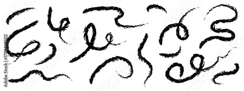 Brush line stroke squiggly paint icon vector. Hand drawn doodle swirl wave brush curly charcoal stroke symbol. vector illustration.