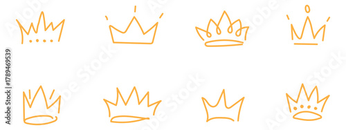 Hand drawn Doodle crown icon vector. Doodle princess crown, queen tiara, royal element symbol. vector illustration.