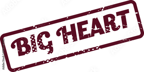 Stamped BIG HEART mark in a distressed rectangle conveying compassion and immense generosity
