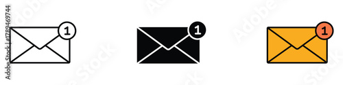 New email icon vector. One new mail alert message notification symbol. vector illustration.