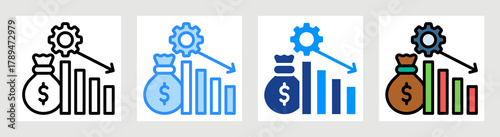 Cost Reduction Icon Collection Set Multiple Style