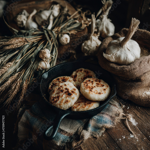 Fototapeta Naklejka Na Ścianę i Meble -  Bieszczadzkie Proziaki, soda bread, originating from Subcarpathia. AI generativ.