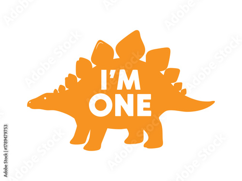 Stegosaurus 'i'm one' first birthday dinosaur silhouette graphic