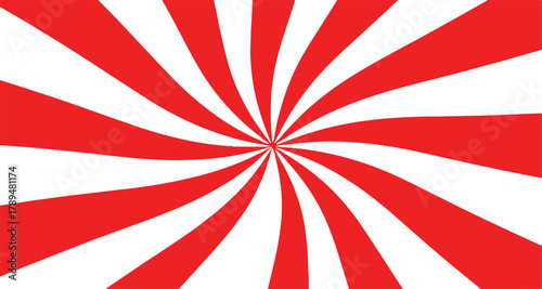 Vibrant red and white swirling radial burst pattern background with a retro psychedelic feel