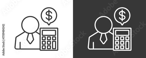 Accountant Icon Set Vector Collection Isolated In Black And White