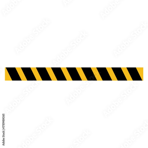 Warning tape with yellow and black stripes. Crossed tape for construction area, crime scene or danger zone. Police warning crossed ribbon at transparent background. Vector Illustration
