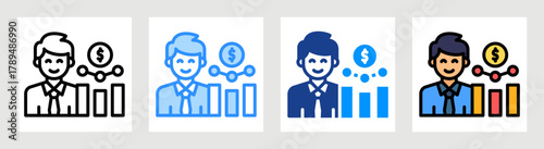 Sales Manager Icon Collection Set Multiple Style