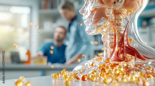 Transparent Human Anatomy Model with Capsules.