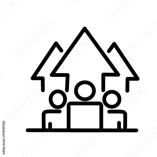 Teamwork and management line icons collection. Vector illustration