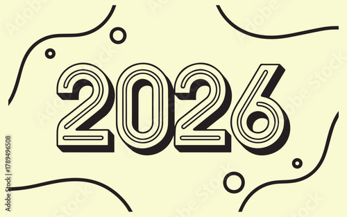Retro 2026 new year graphics, anticipate the future with this design, perfect for invitations, posters, and decorations, with vintage charm