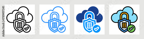 Cloud Security Icon Collection Set Multiple Style