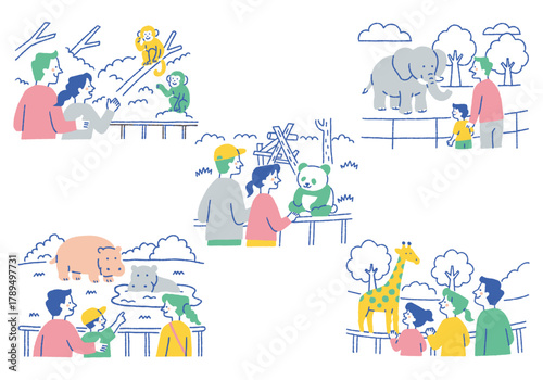 Family Enjoying the Zoo Set_Color