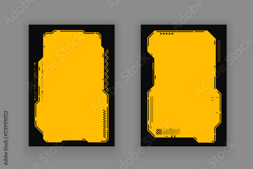Abstract tech sci fi cover flyer template set design element.