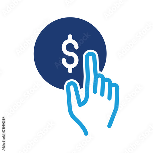 hand pointing money colored icon vector design good for web or mobile app