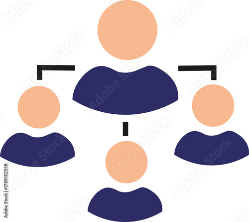 Human resource icon, Containing leadership, people, Colorful icon