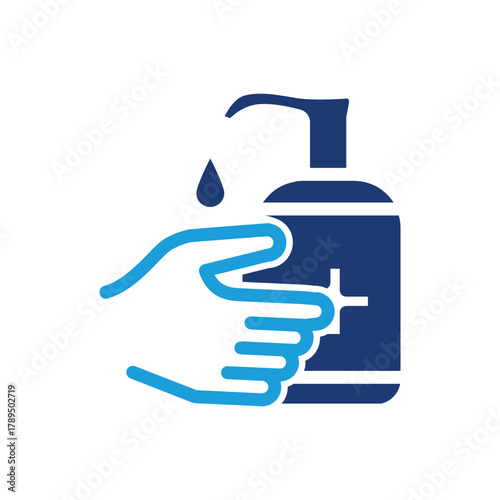Disinfected hand using disinfectant colored icon vector design good for web or mobile app