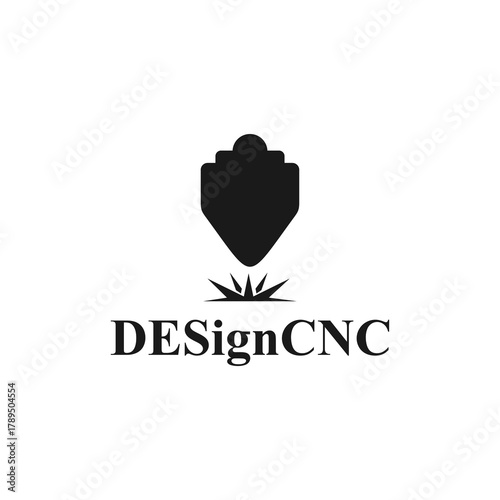 CNC machine illustration logo design, abstract, laser beam sparks, laser cutting, metalworking, element, machining, computer, stainless, modern, industrial, engineering, symbol, sign, laser, cutting