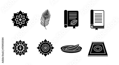 Assortment of Bohemian-Inspired Vector Icons for Design and Creative Projects