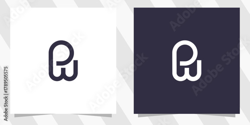 letter pw wp logo design vector