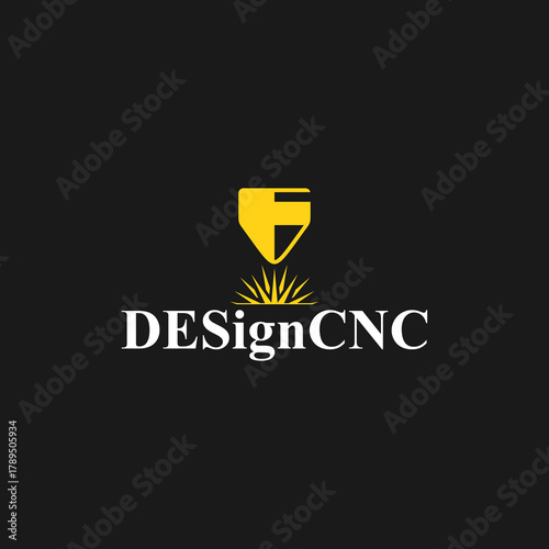 CNC machine illustration logo design, abstract, laser beam sparks, laser cutting, metalworking, element, machining, computer, stainless, modern, industrial, engineering, symbol, sign, laser, cutting