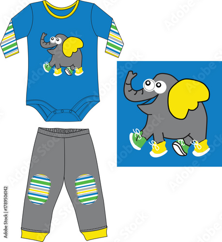 boys bodysuit with elephant print