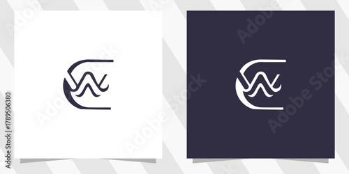 letter wc cw logo design vector