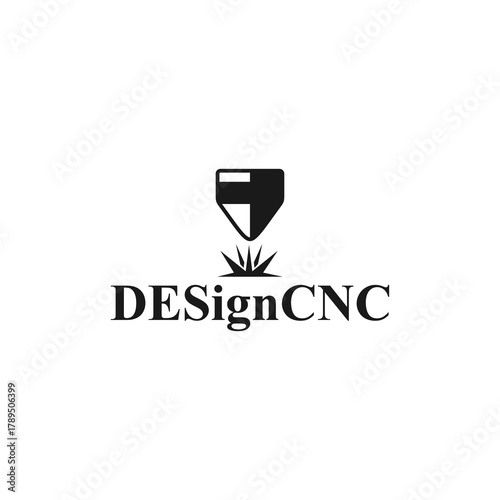CNC machine illustration logo design, abstract, laser beam sparks, laser cutting, metalworking, element, machining, computer, stainless, modern, industrial, engineering, symbol, sign, laser, cutting