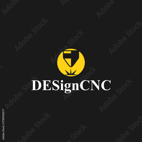 CNC machine illustration logo design, abstract, laser beam sparks, laser cutting, metalworking, element, machining, computer, stainless, modern, industrial, engineering, symbol, sign, laser, cutting