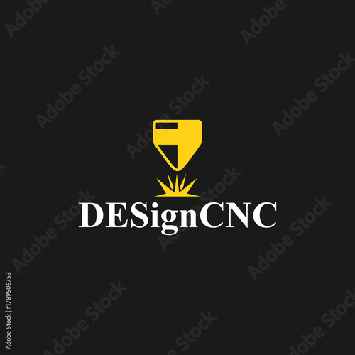 CNC machine illustration logo design, abstract, laser beam sparks, laser cutting, metalworking, element, machining, computer, stainless, modern, industrial, engineering, symbol, sign, laser, cutting