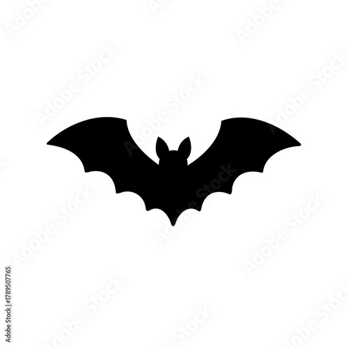 Silhouette of a bat against a white background for Halloween decoration