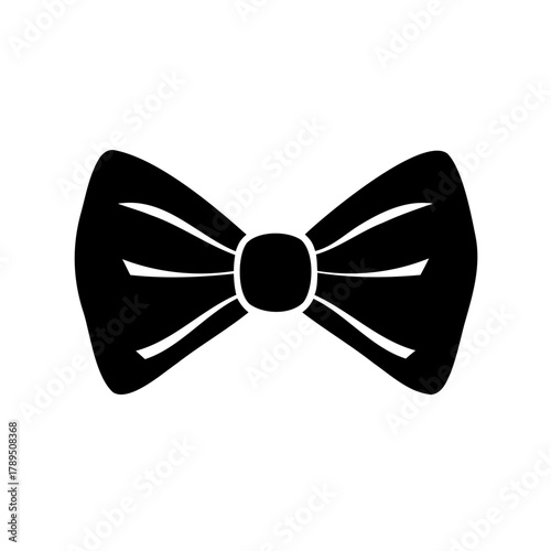Classic black bow tie with symmetrical design and elegant minimalist style