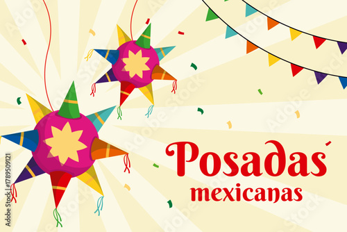 posadas mexicanas background illustration in flat style