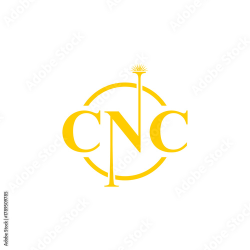 CNC machine illustration logo design, abstract, laser beam sparks, laser cutting, metalworking, element, machining, computer, stainless, modern, industrial, engineering, symbol, sign, laser, cutting