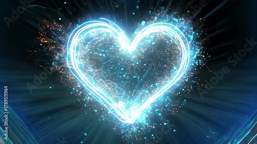 Glowing Heart Reveal: Abstract Animation with Floating Love Particles