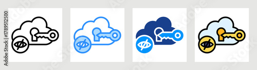 Private Cloud Icon Collection Set Multiple Style