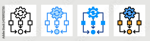 Parallel Processing Icon Collection Set Multiple Style