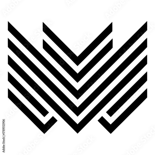Modern Chevron Stripe Icon – Motion and Movement Pattern Isolated on White.