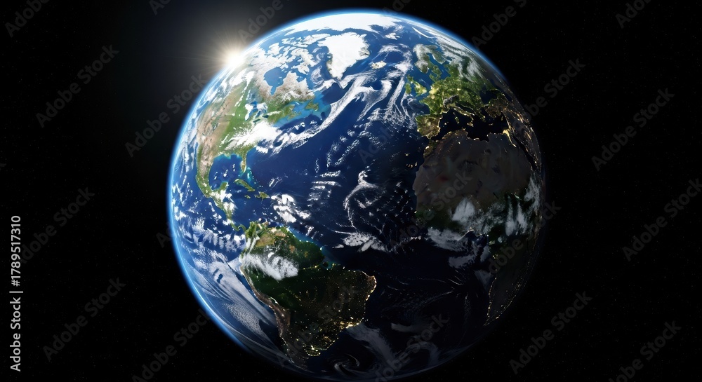 Fototapeta premium Sunrise Over Earth from Space, Planet, Solar, Globe