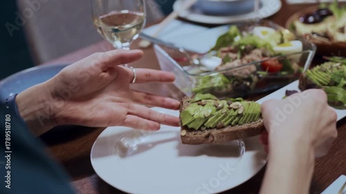 a healthy plant-based diet and clean eating concept, with healthy, fresh vegetables, low-fat snacks such as fresh avocado and toast for breakfast,