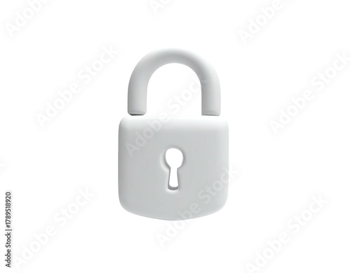 White, sleek, padlock icon centered on a stark black background